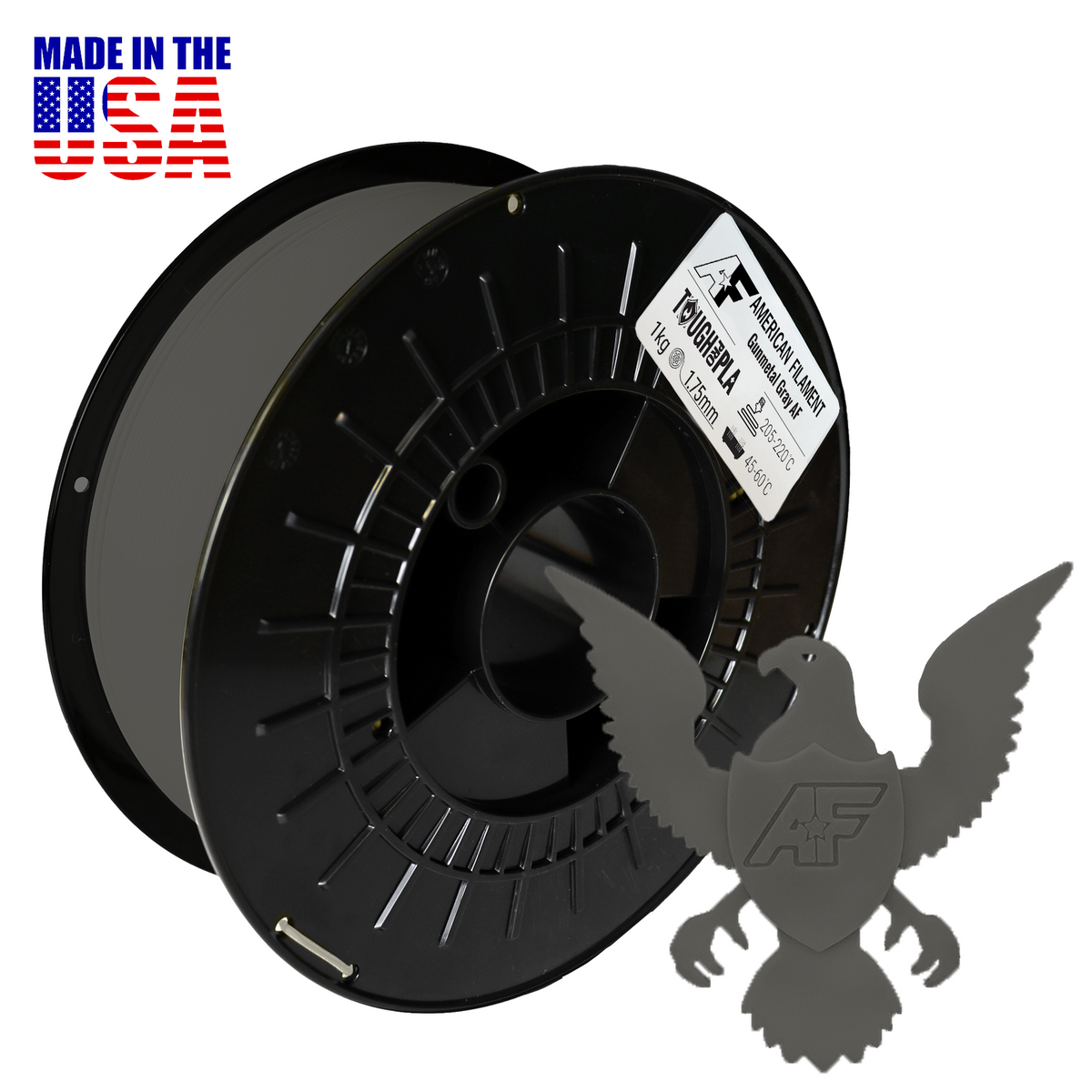 Gunmetal Gray AF 1.75mm Tough Pro PLA+ Filament Made in the USA!